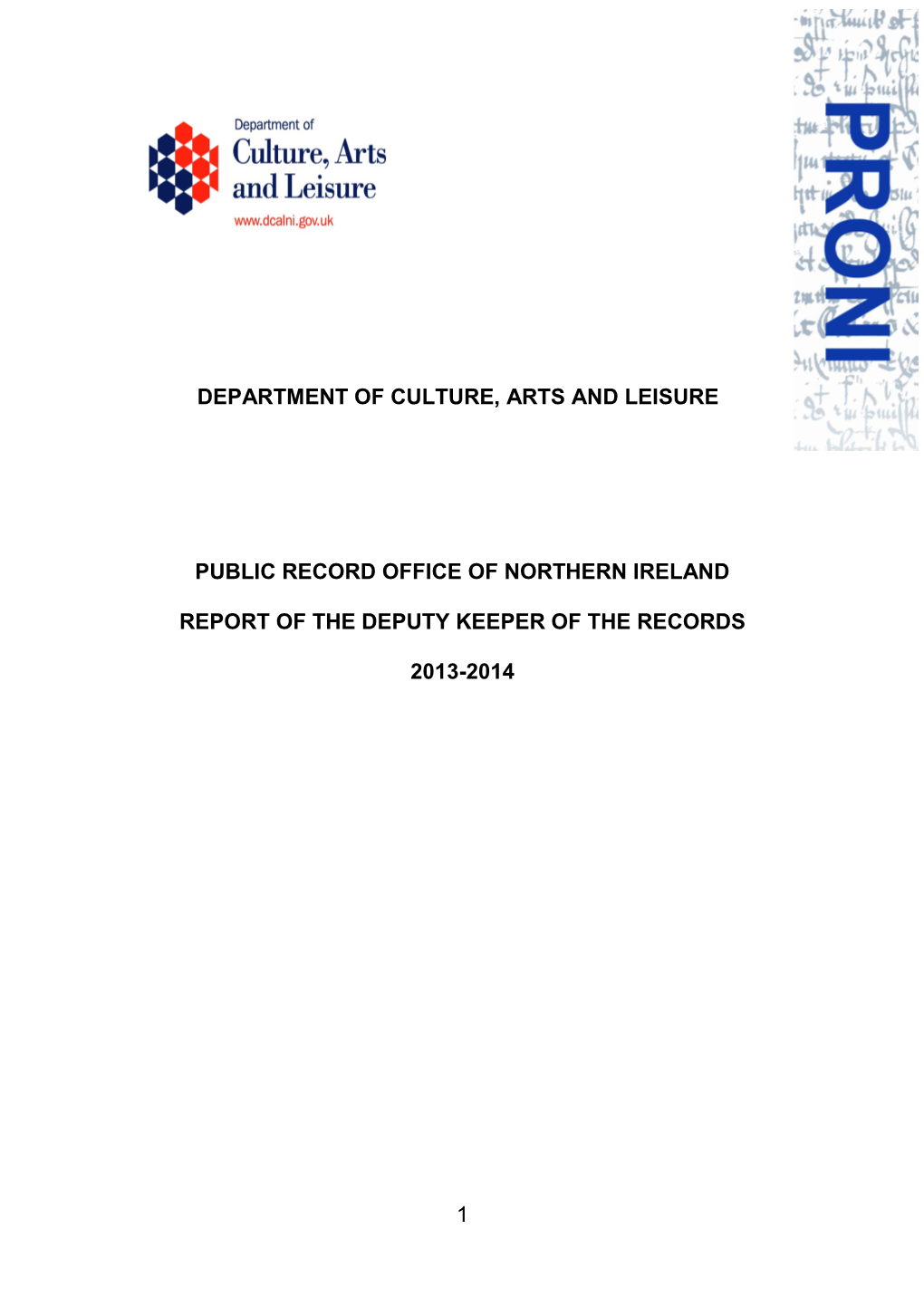 Department of Culture, Arts and Leisure Public Record