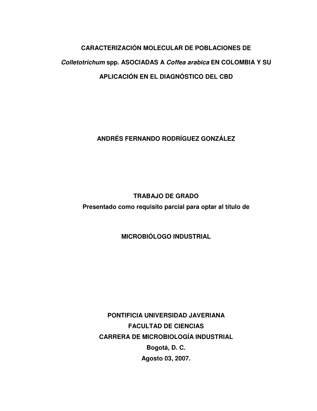 Caracterización Molecular De Poblaciones De