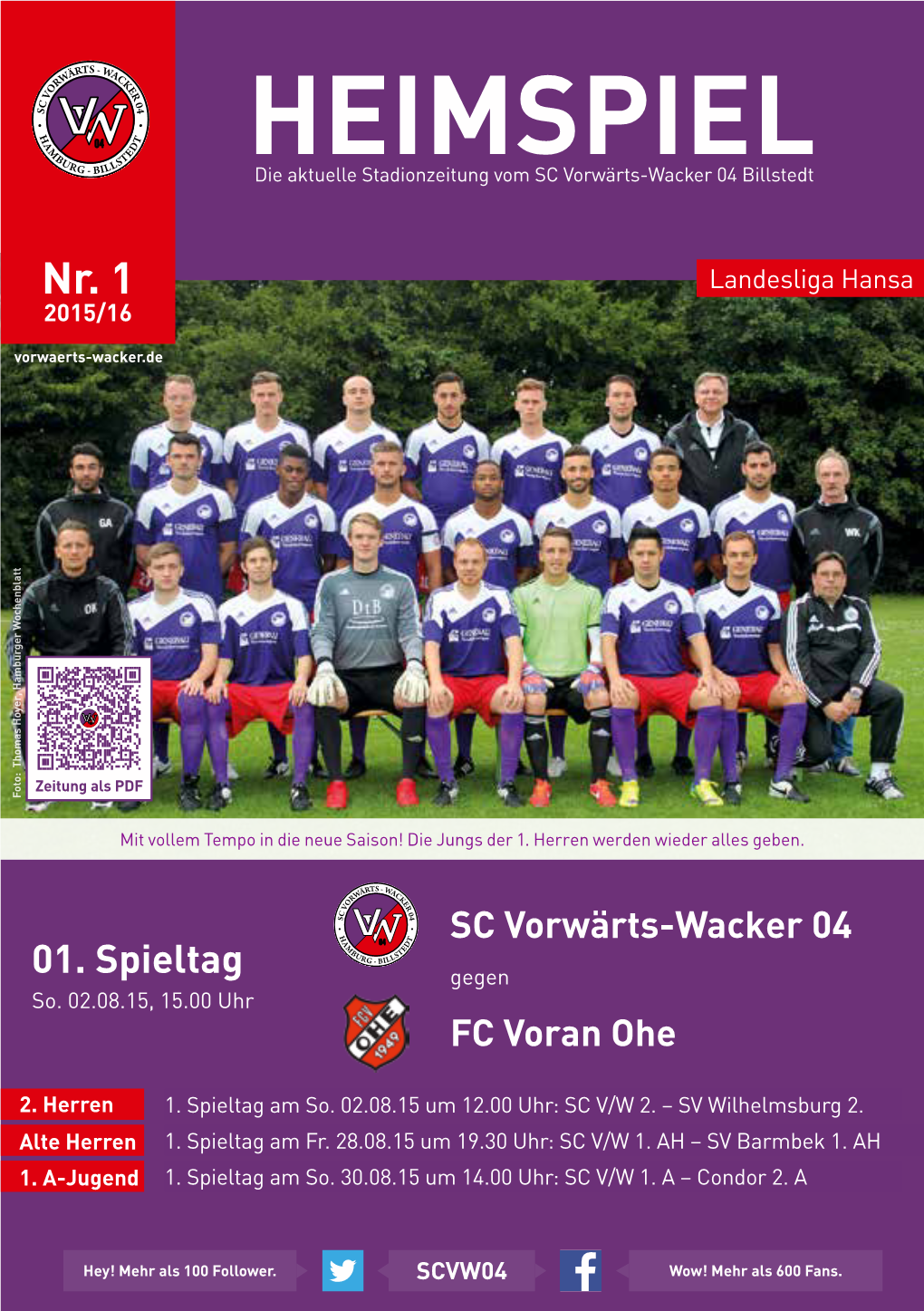 HEIMSPIEL - BI Die Aktuelle Stadionzeitung Vom SC Vorwärts-Wacker 04 Billstedt