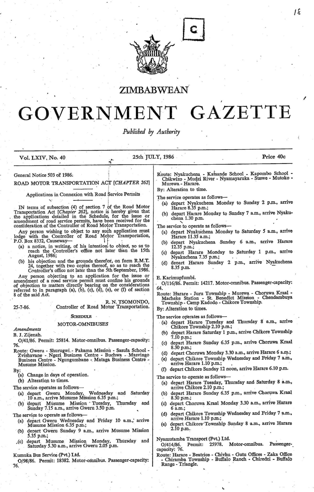 GOVERNMENT Gazette, 251H Jury, 1986 689