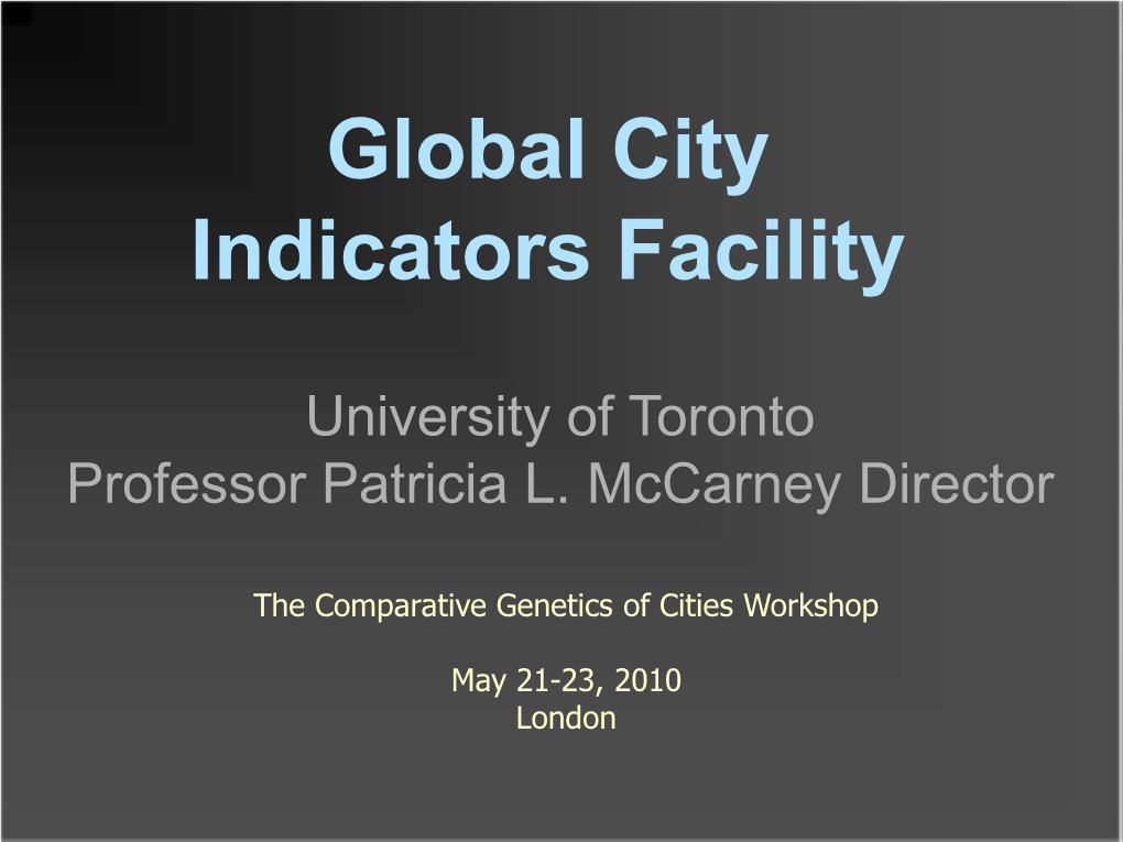 Global City Indicators Facility