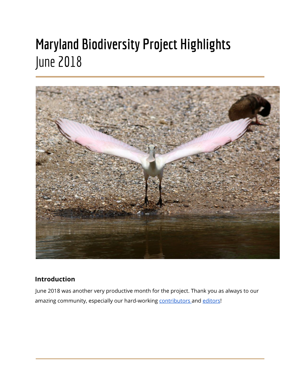 Maryland Biodiversity Project Highlights June 2018