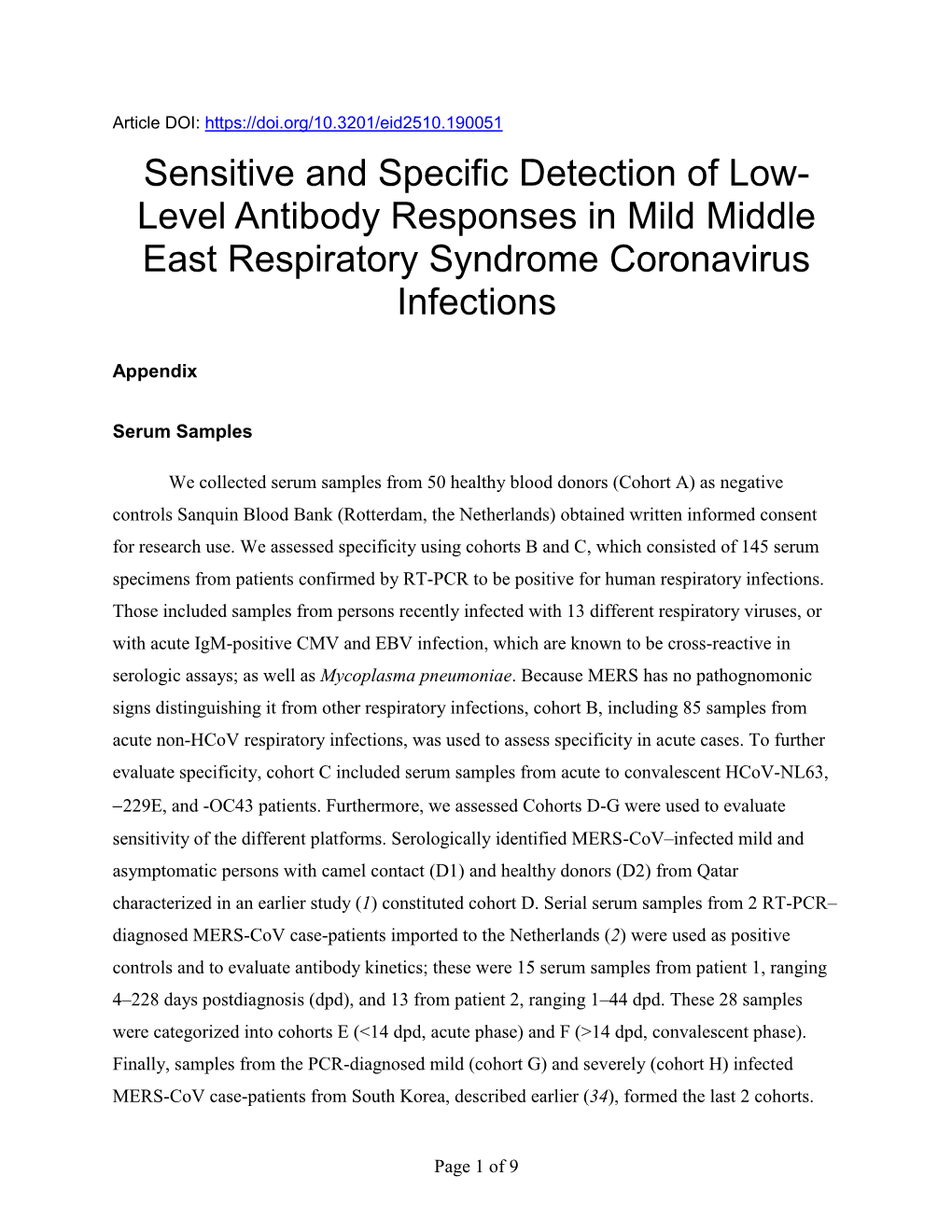 Level Antibody Responses in Mild Middle East Respiratory Syndrome Coronavirus Infections