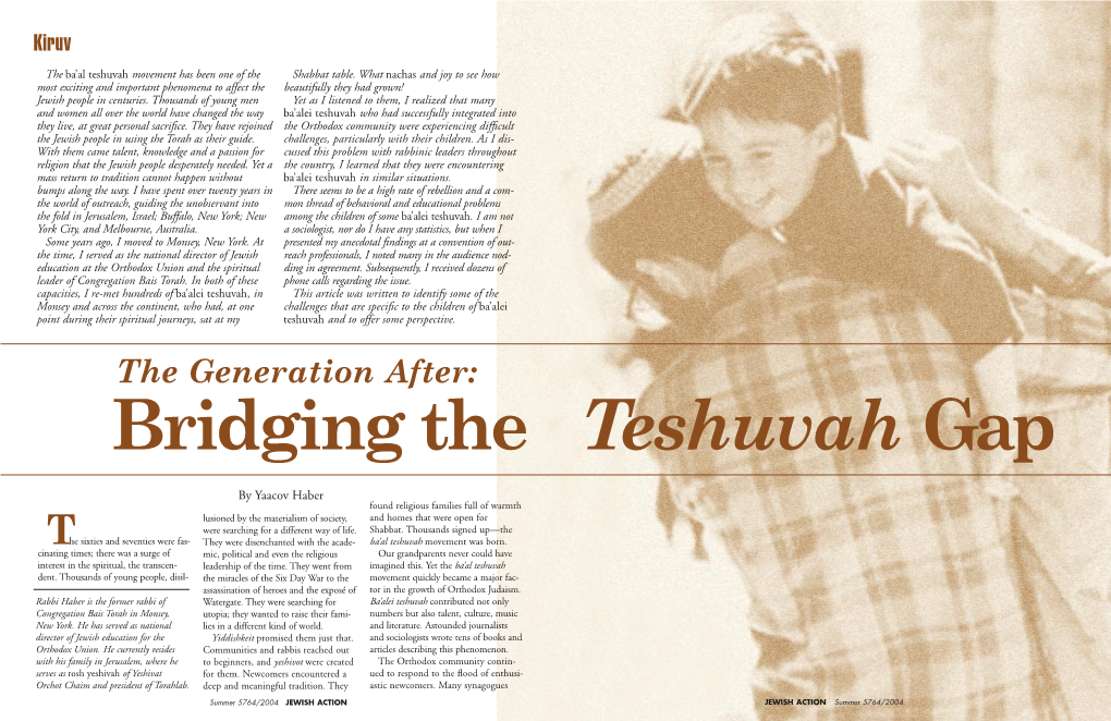 Bridging the Teshuvah Gap