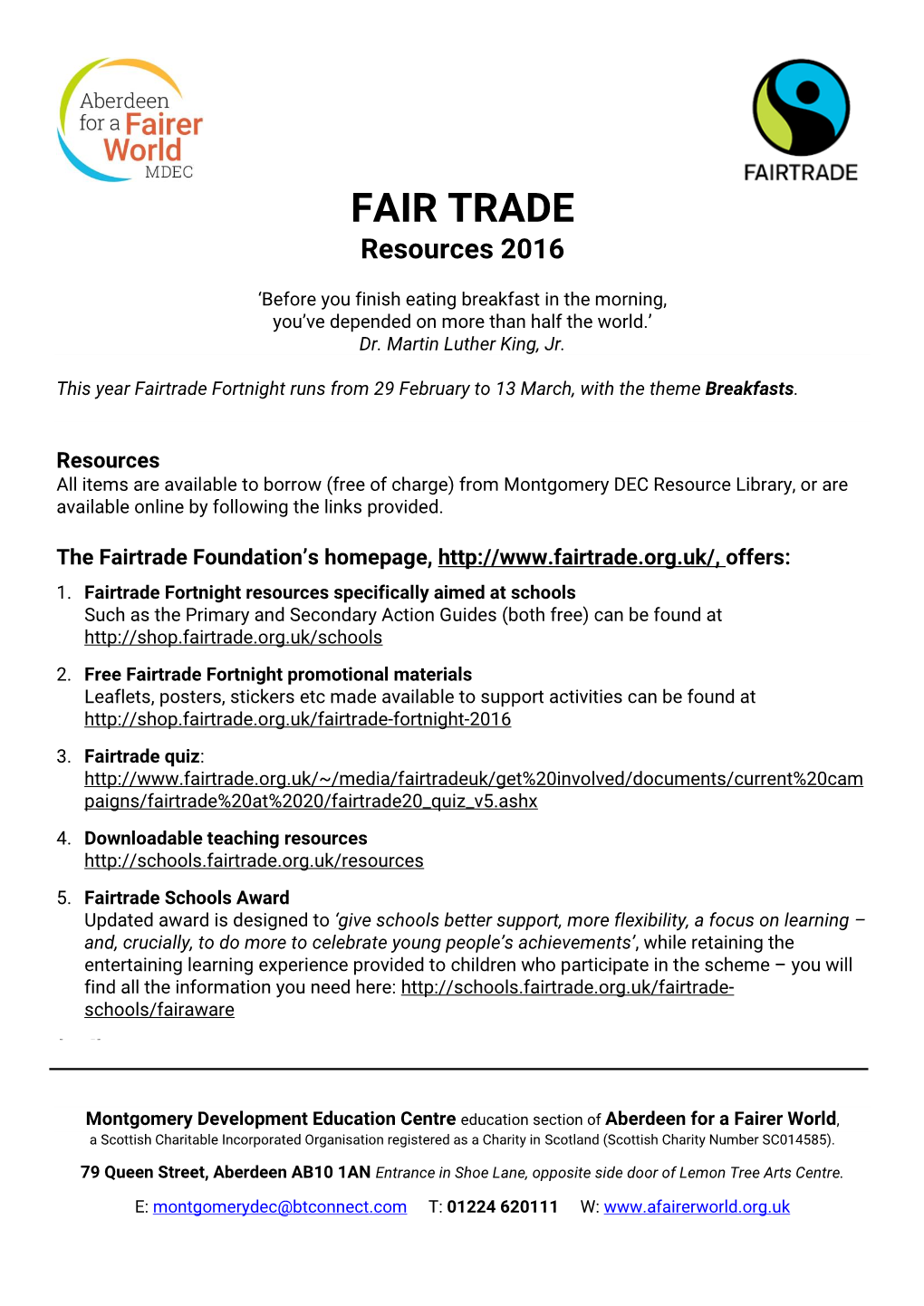 FAIR TRADE Resources 2016