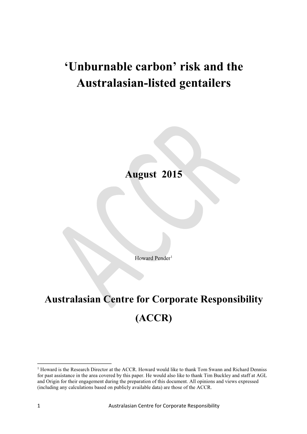 Risk and the Australasian-Listed Gentailers