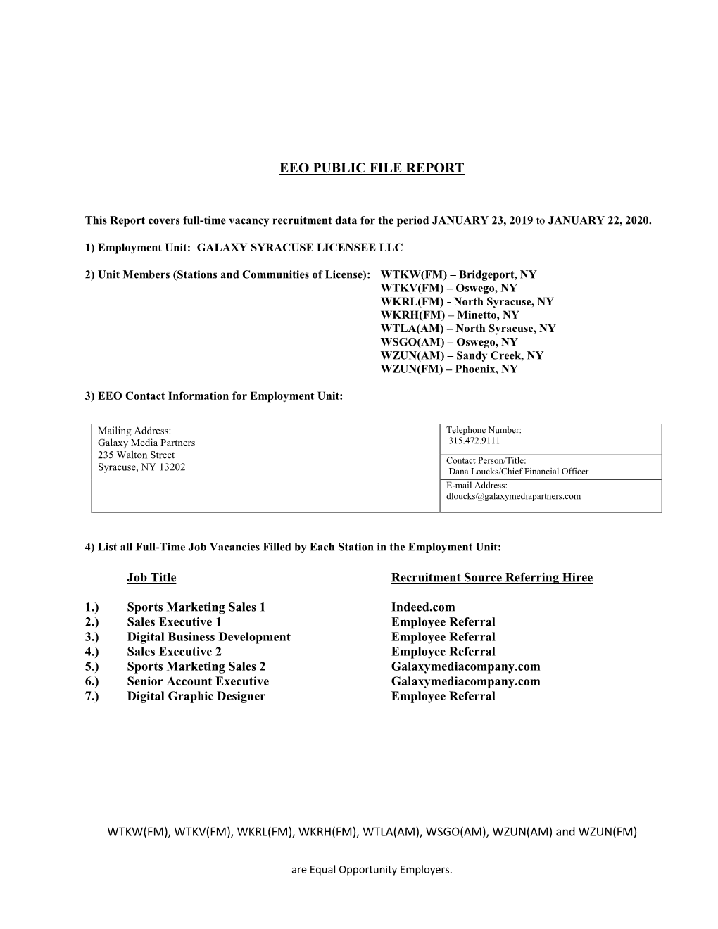 Eeo Public File Report Syracuse