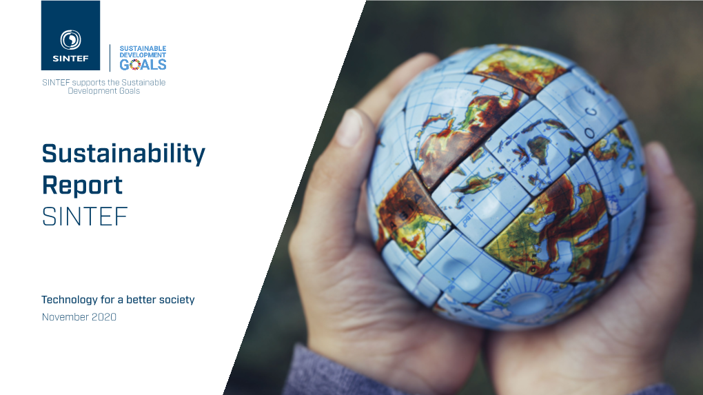 Technology for a Better Society November 2020 SINTEF's Sustainability Report Menu