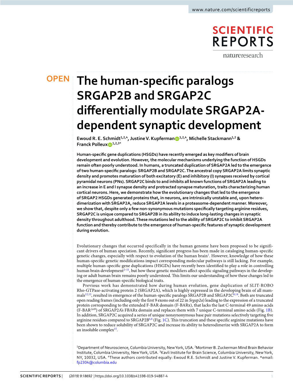 The Human-Specific Paralogs SRGAP2B and SRGAP2C