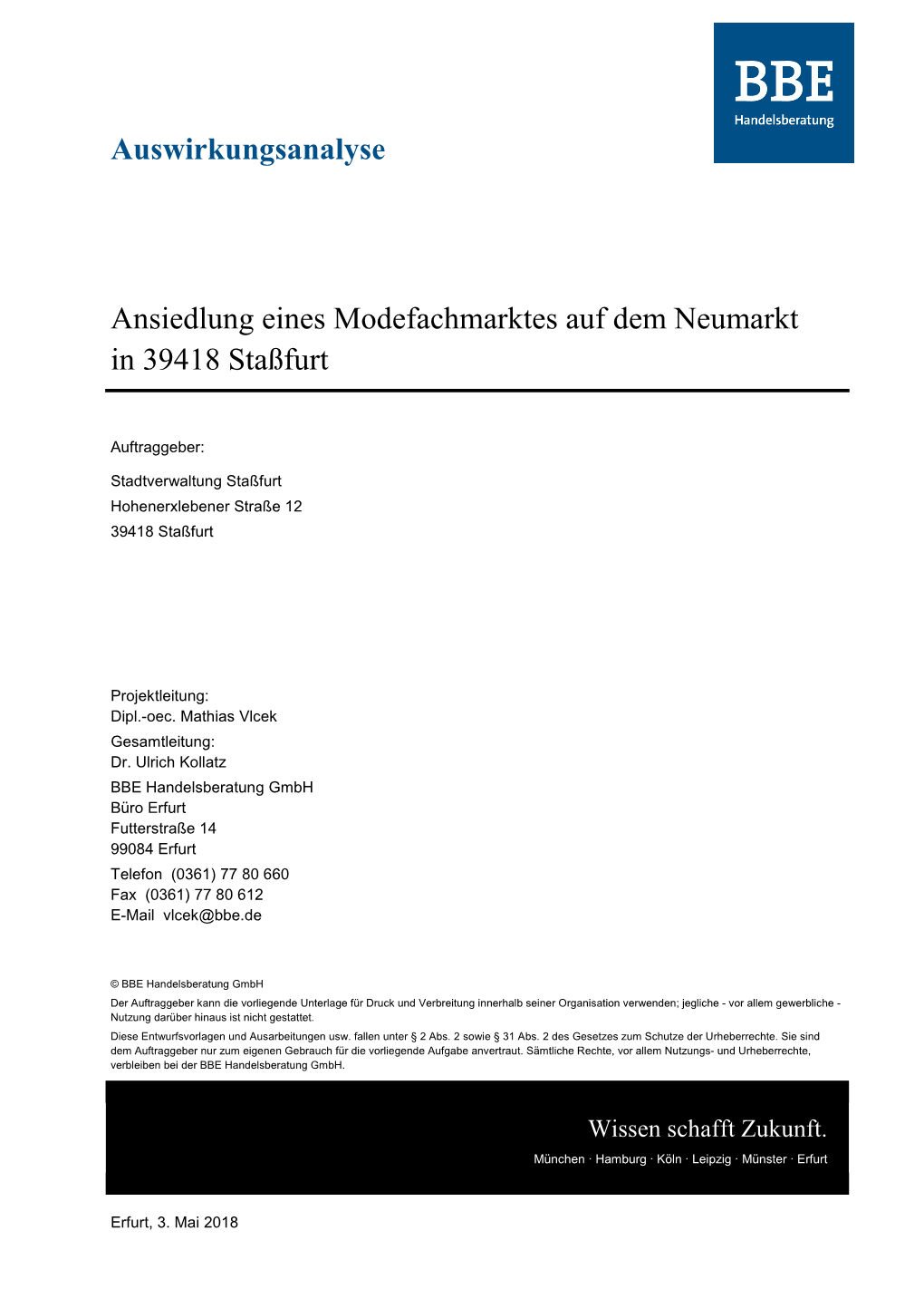 Auswirkungsanalyse Ansiedlung Eines Modefachmarktes Auf Dem