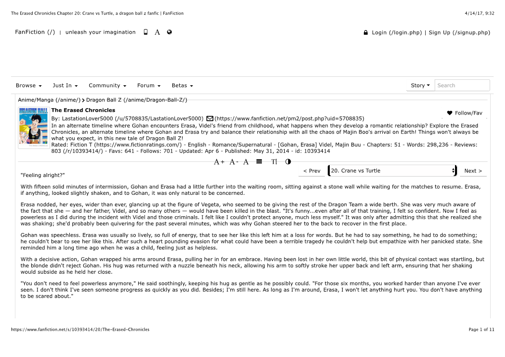 The Erased Chronicles Chapter 20: Crane Vs Turtle, a Dragon Ball Z Fanﬁc | Fanfiction 4/14/17, 9:32