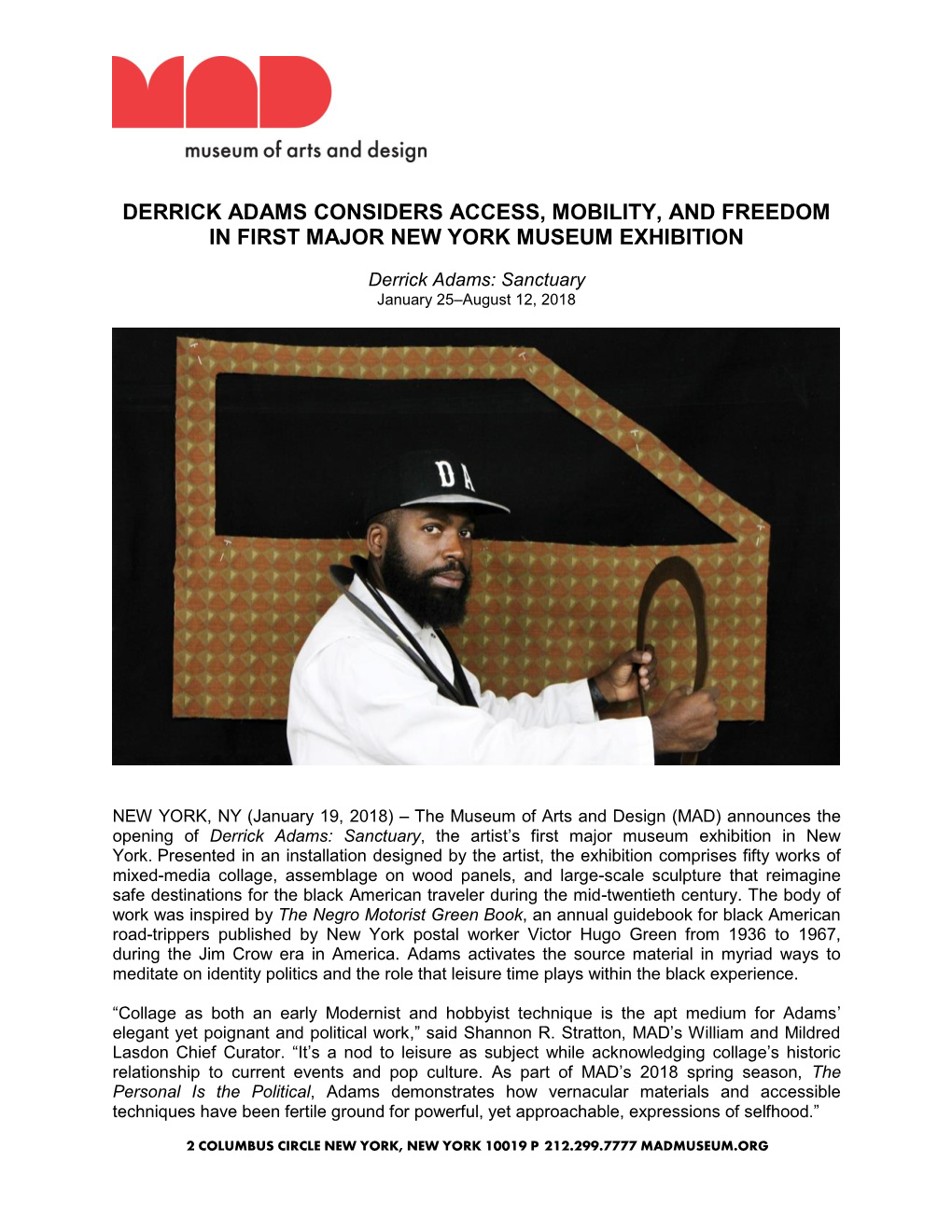 Derrick Adams Press Release