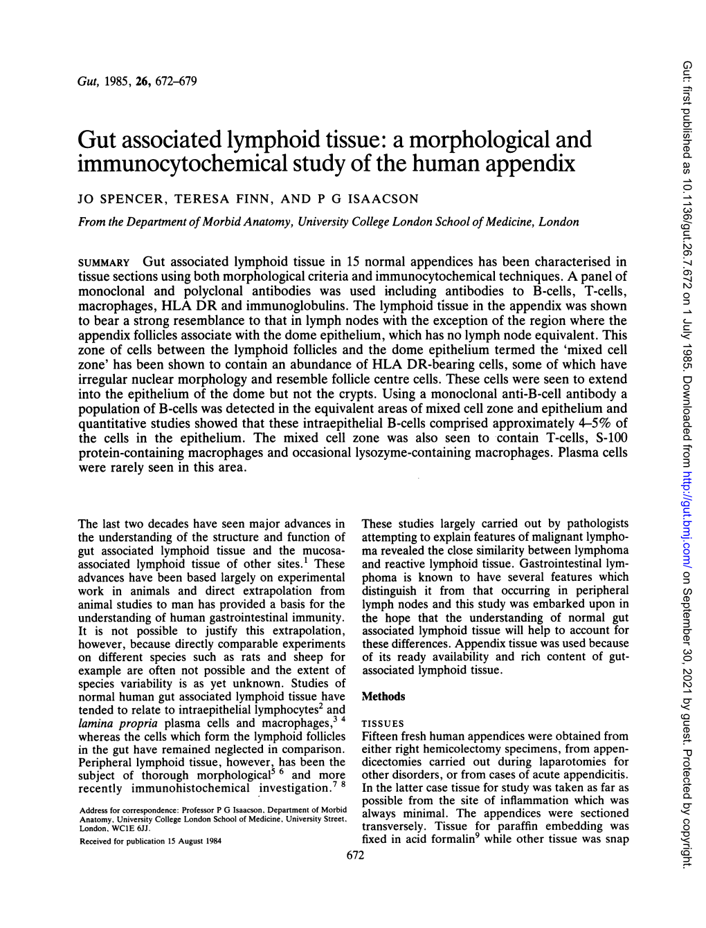 Gut Associated Lymphoid Tissue: a Morphological and Immunocytochemical Study of the Human Appendix