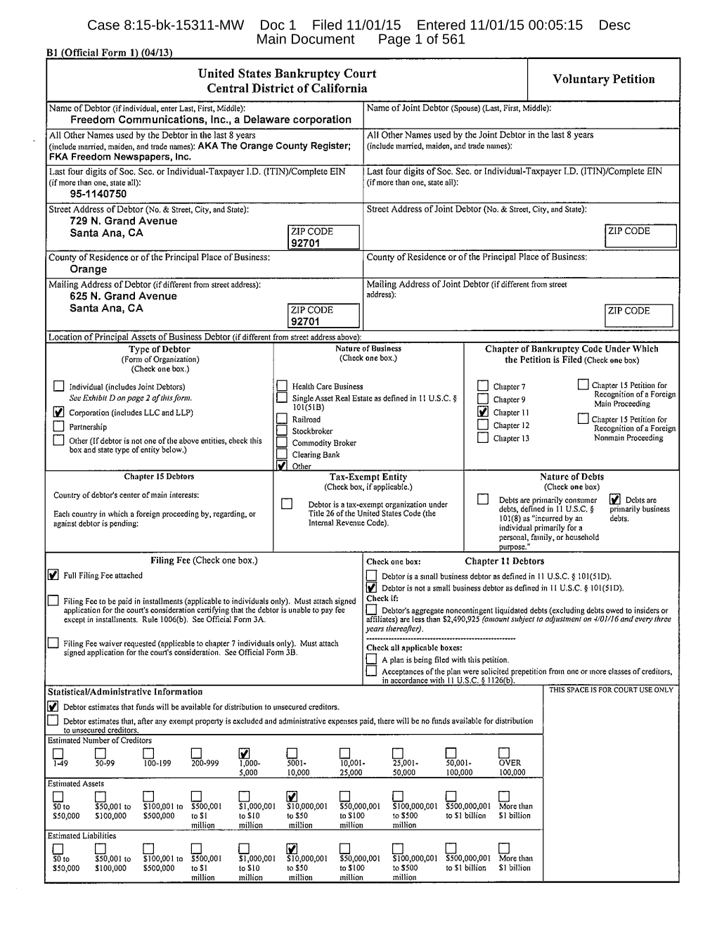 Case 8:15-Bk-15311-MW Doc 1 Filed 11/01/15 Entered 11/01/15