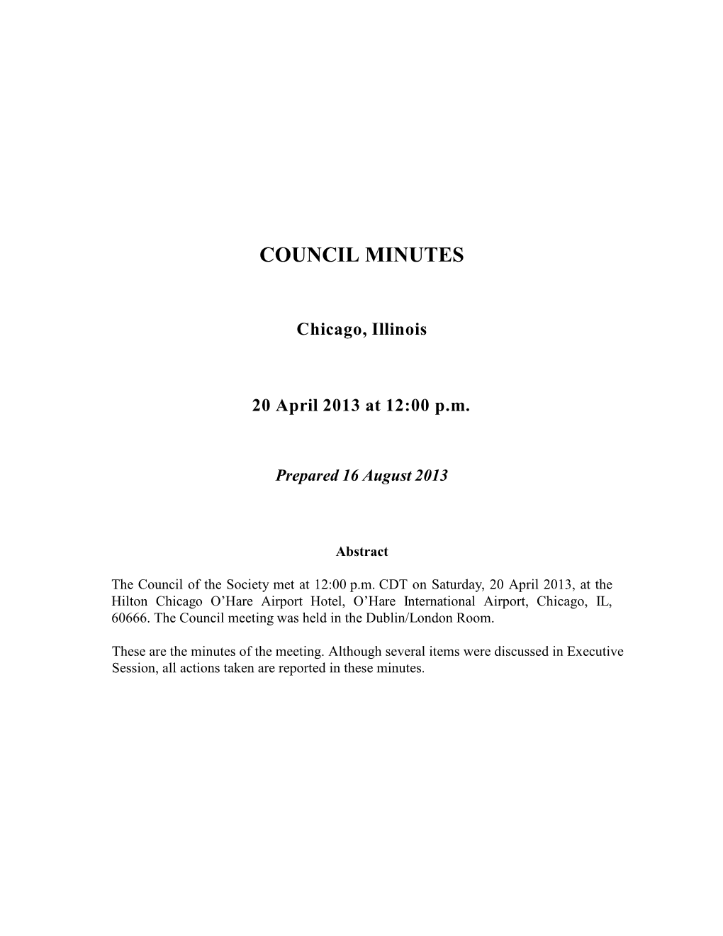 AMS Council Minutes
