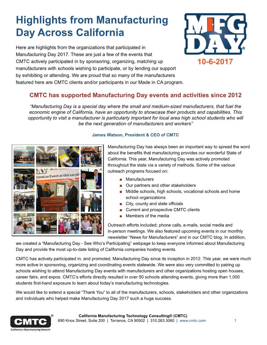 Highlights from Manufacturing Day Across California