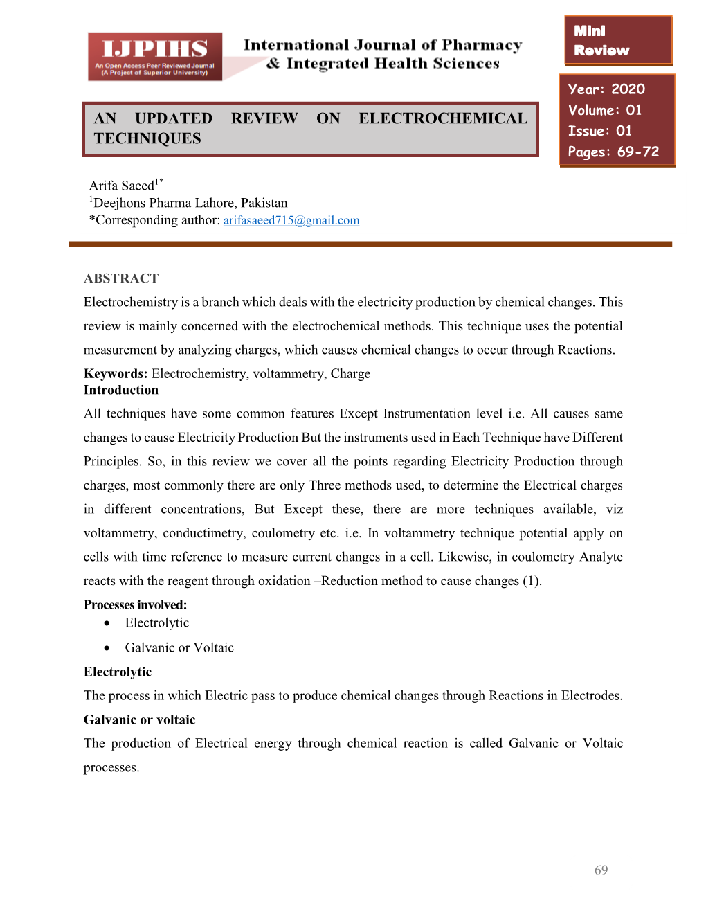 An Updated Review on Electrochemical Techniques