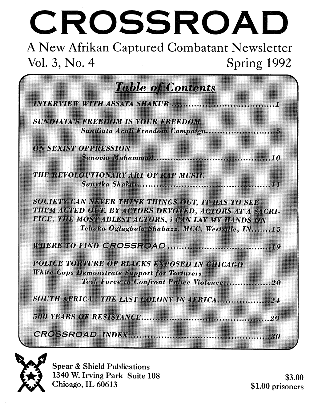 A New Afrikan Captured Con1batant Newsletter Vol. 3, No. 4 Spring 1992