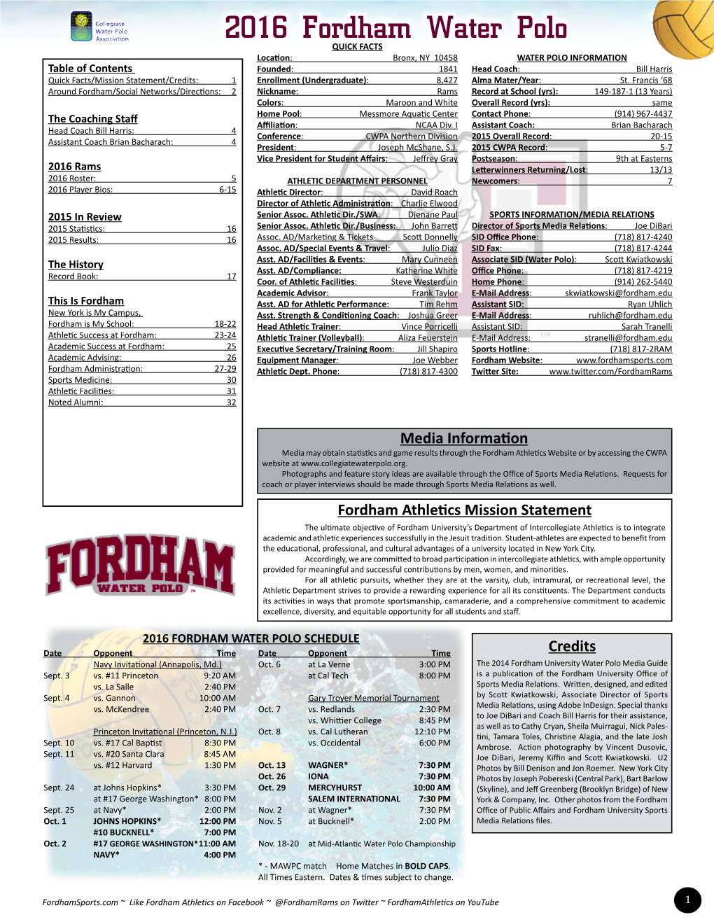 2016 Fordham Water Polo