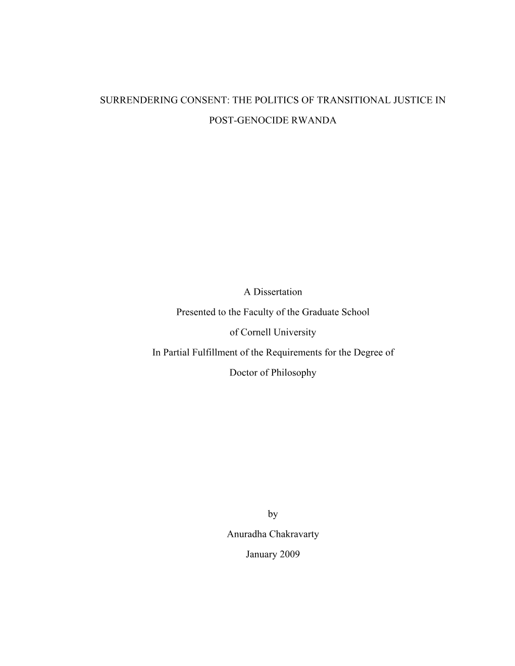 The Politics of Transitional Justice in Post-Genocide Rwanda