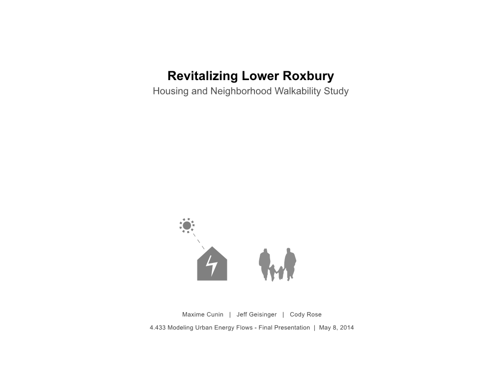 Revitalizing Lower Roxbury Housing and Neighborhood Walkability Study