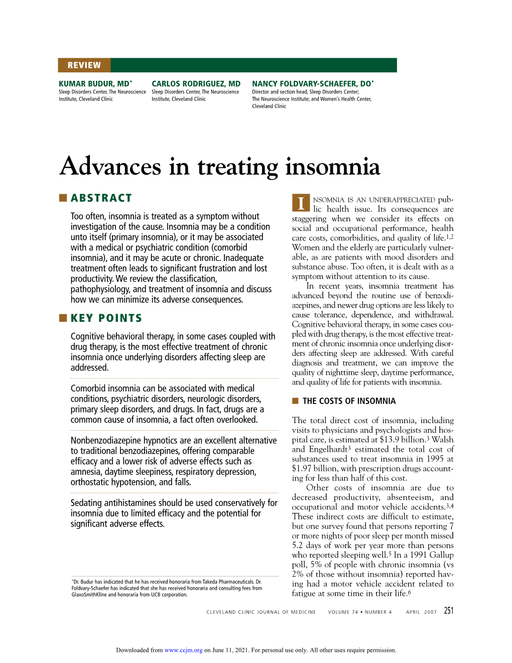 Advances in Treating Insomnia