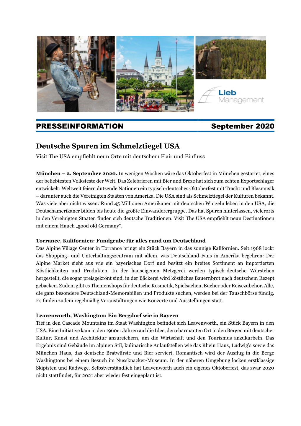 PRESSEINFORMATION September 2020 Deutsche Spuren Im