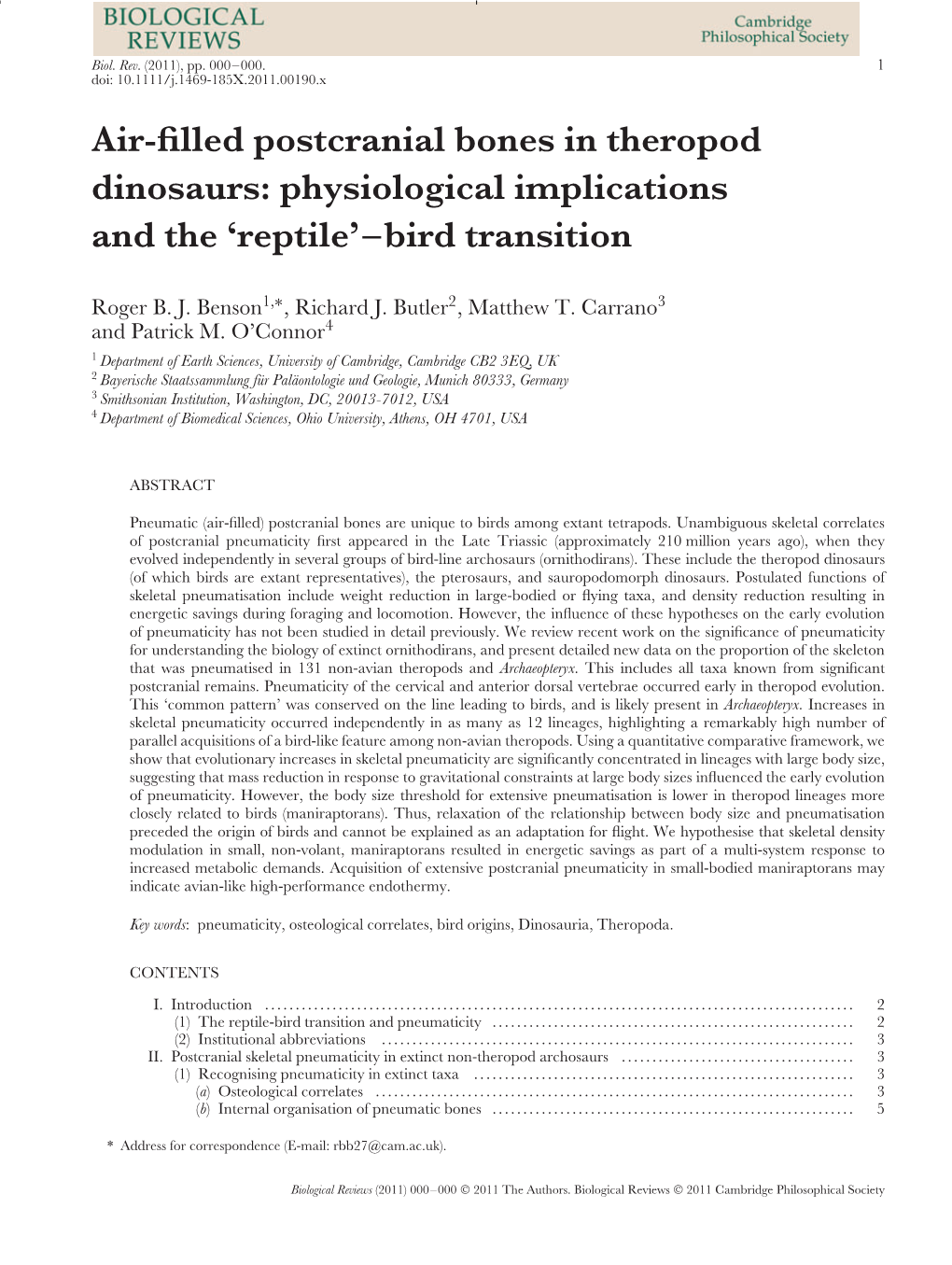 Airfilled Postcranial Bones in Theropod Dinosaurs