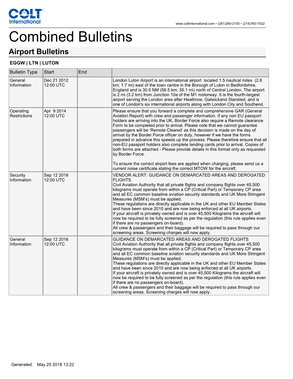 Combined Bulletins Airport Bulletins