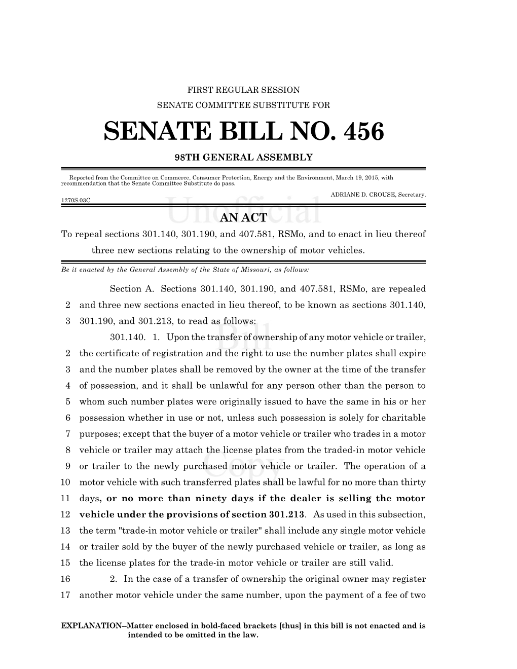 Senate Bill No. 456 98Th General Assembly
