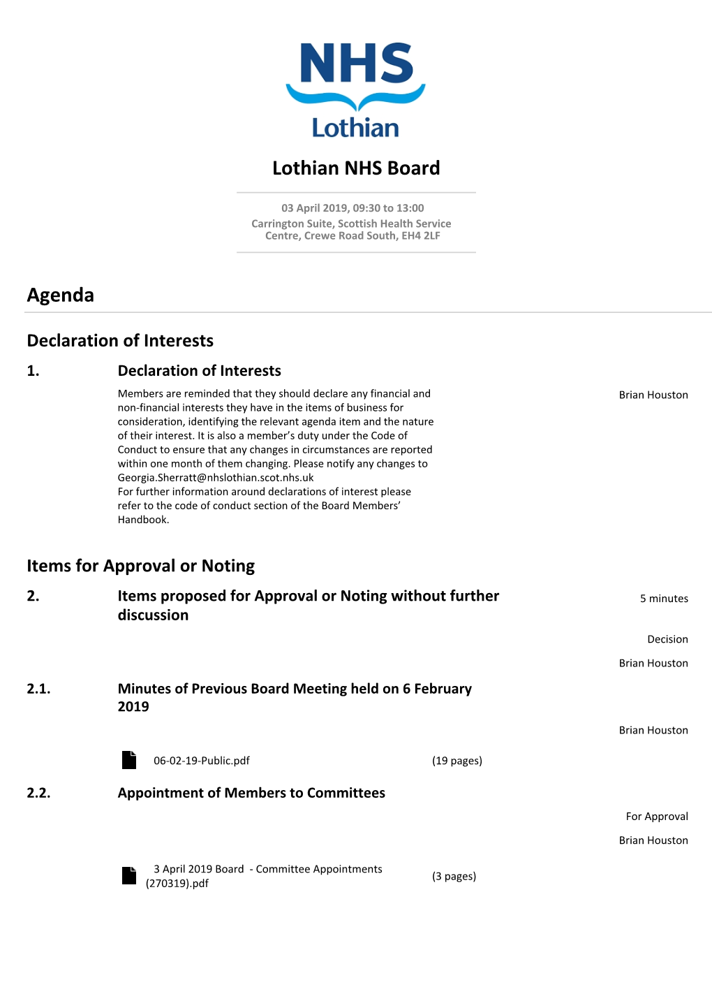 NHS Lothian Board Papers