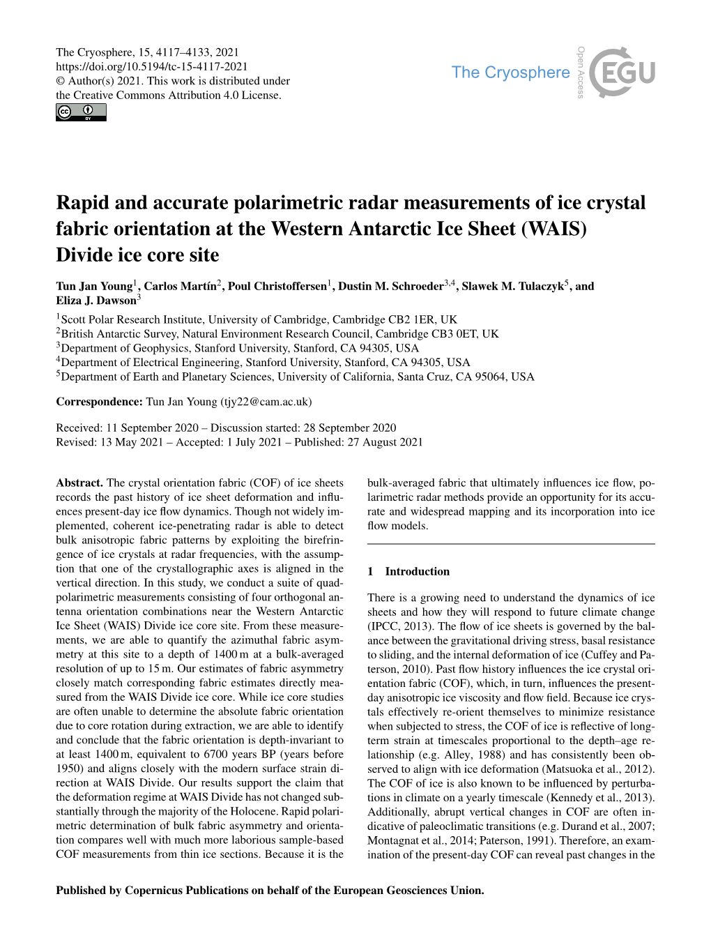 Rapid and Accurate Polarimetric Radar Measurements of Ice Crystal Fabric Orientation at the Western Antarctic Ice Sheet (WAIS) Divide Ice Core Site