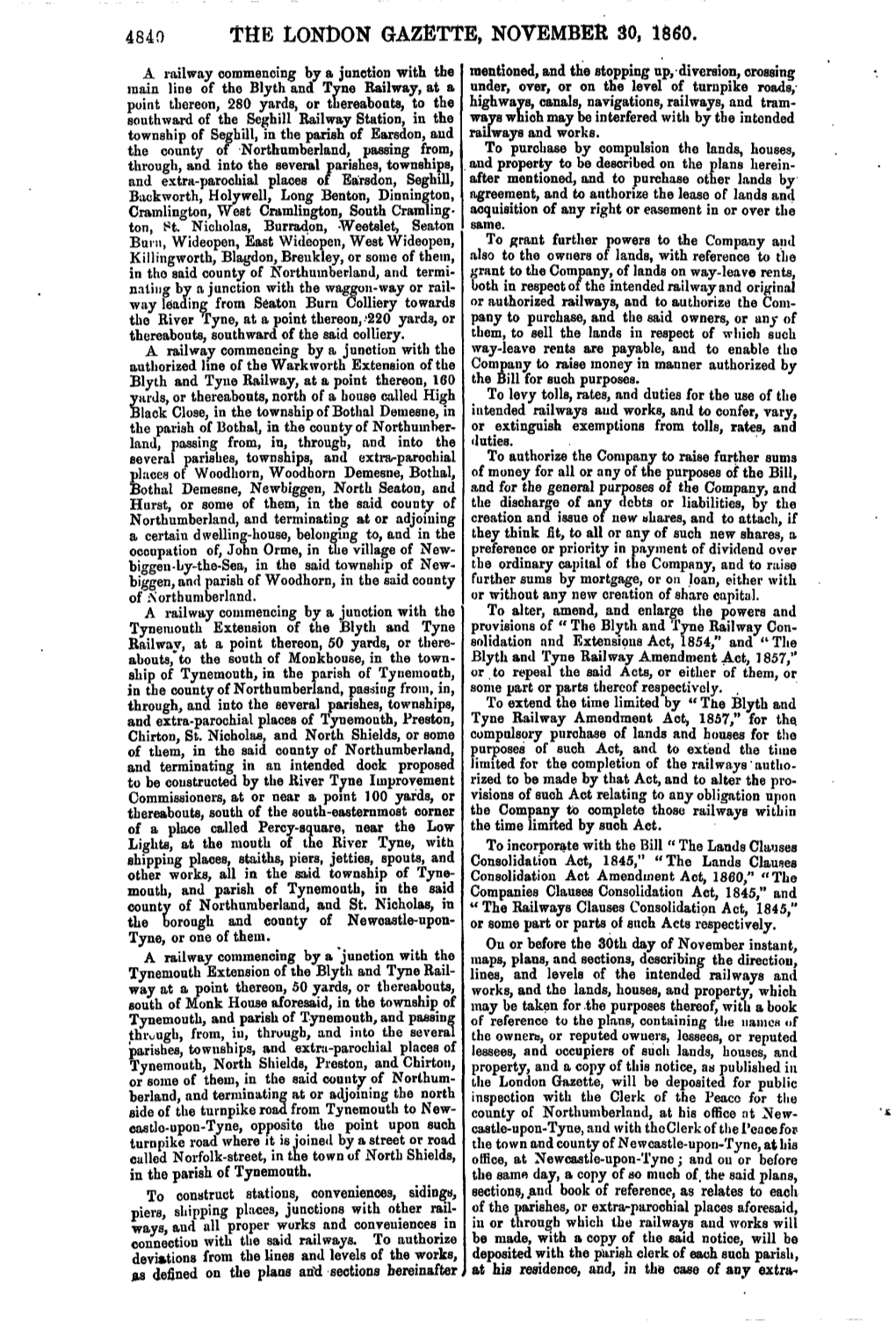 THE LONDON GAZETTE, NOVEMBER 30, I860