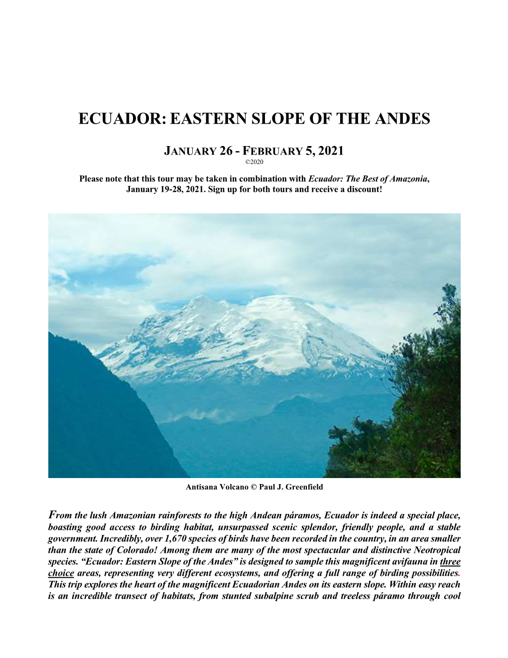 Ecuador:Eastern Slope of the Andes