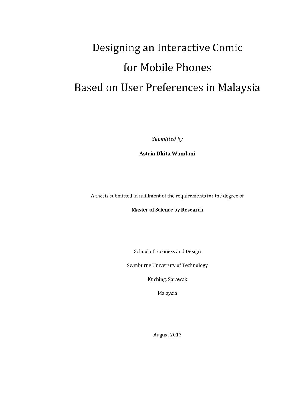 Designing an Interactive Comic for Mobile Phones Based on User Preferences in Malaysia