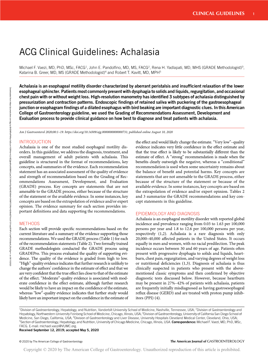 Achalasia, Patients – T and Potential Harms