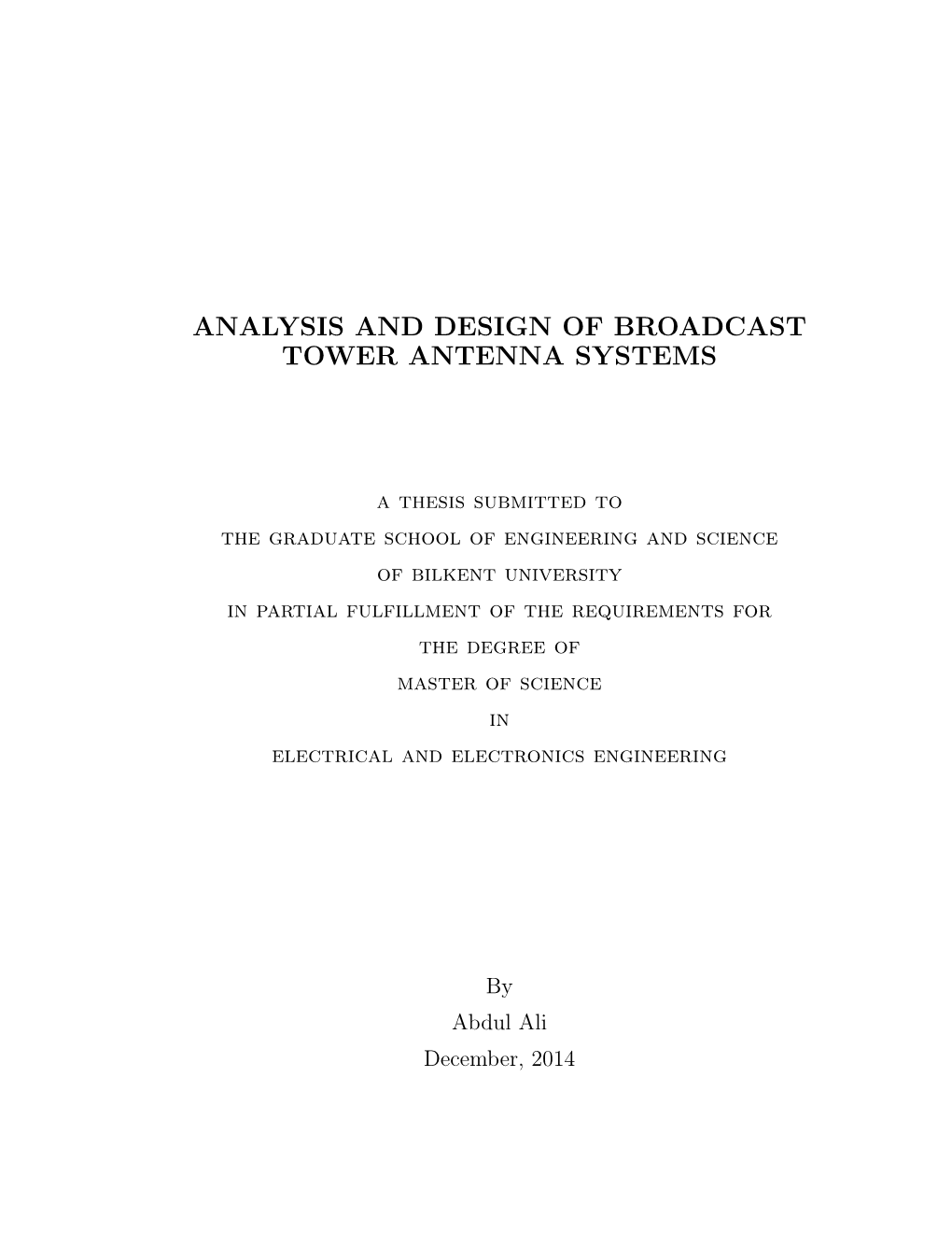 Analysis and Design of Broadcast Tower Antenna Systems