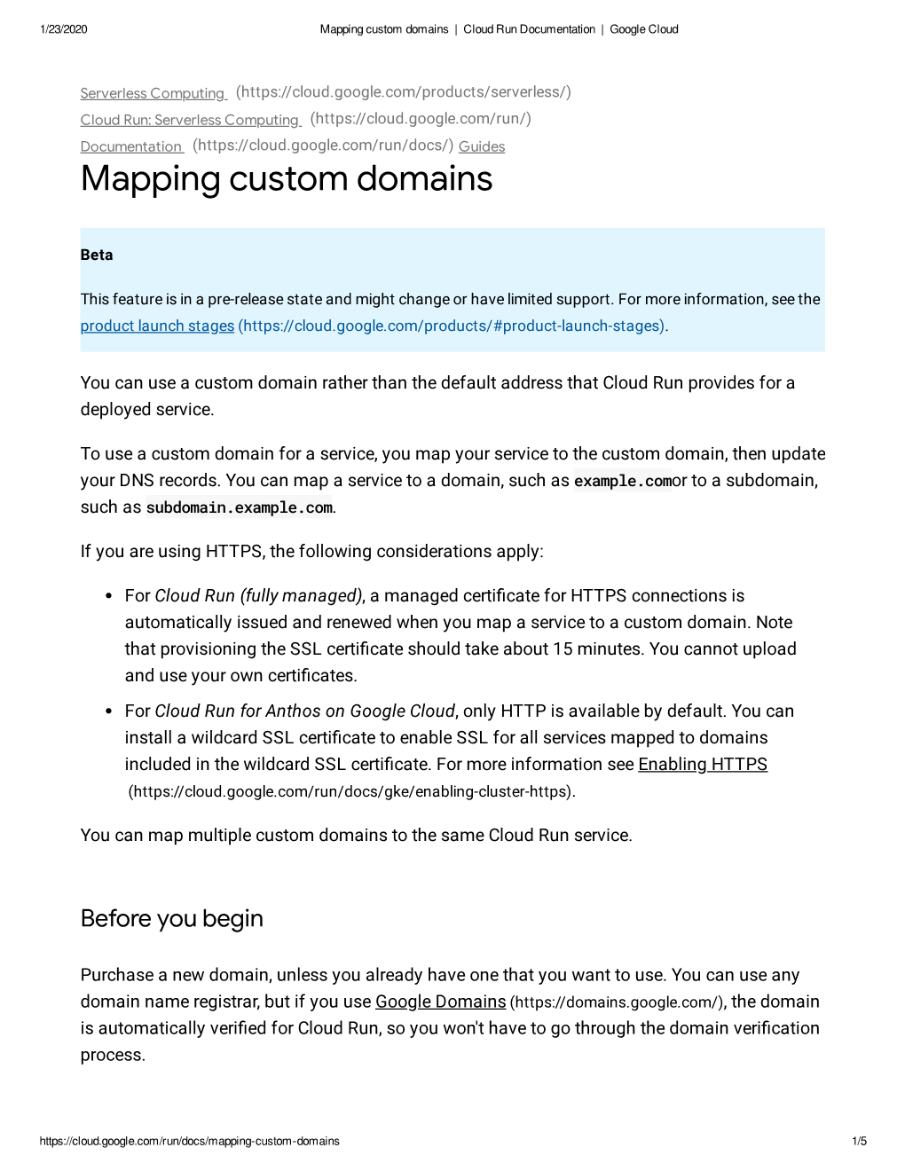 Mapping Custom Domains | Cloud Run Documentation | Google Cloud