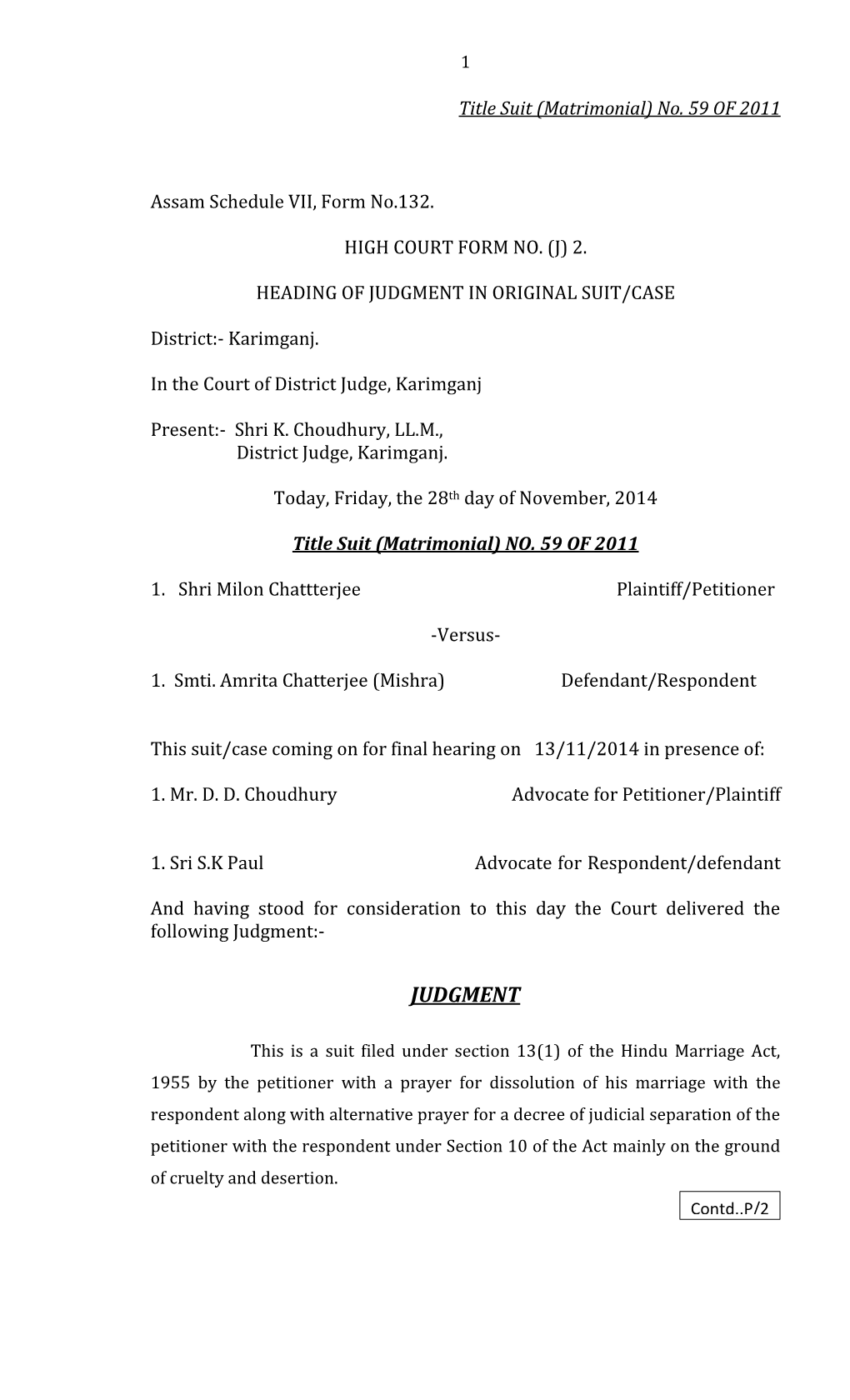 Assam Schedule VII, Form No.132