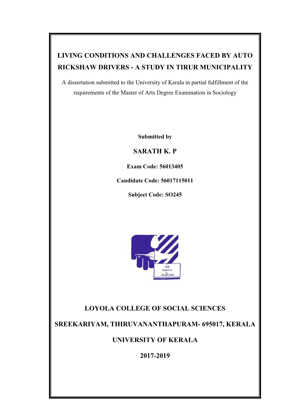 Living Conditions and Challenges Faced by Auto Rickshaw Drivers - a Study in Tirur Municipality