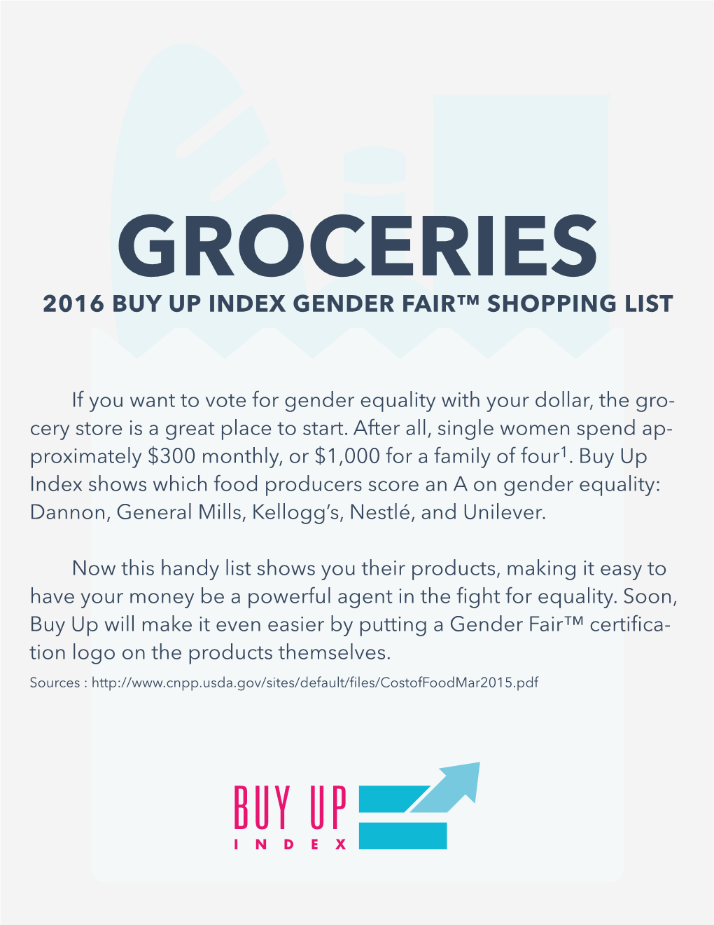 2016 Buy up Index Gender Fair™ Shopping List