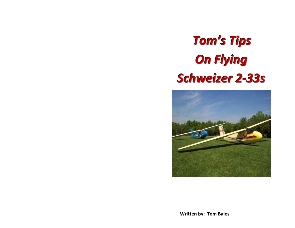 Tom's Tips on Flying Schweizer 2-33S