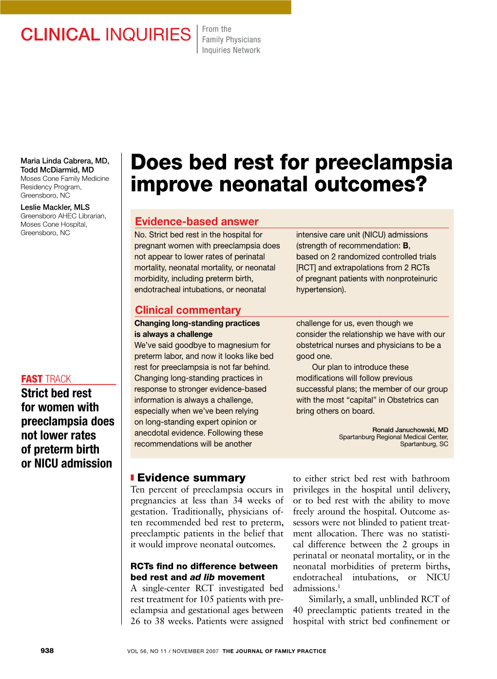 Does Bed Rest for Preeclampsia Improve Neonatal Outcomes?