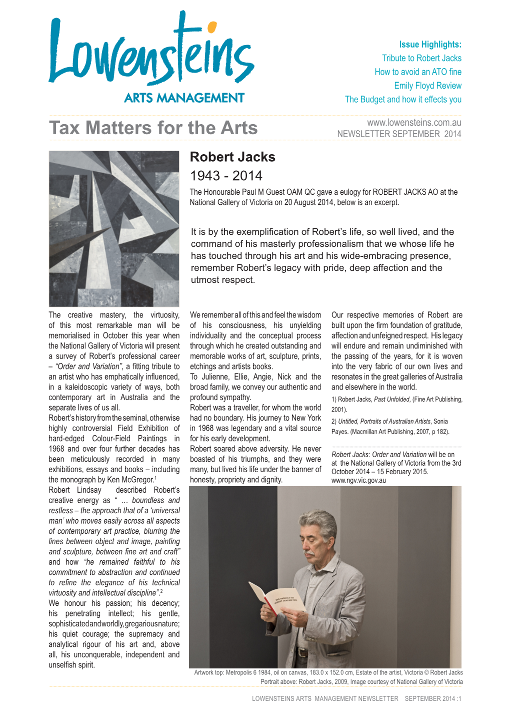 Tax Matters for the Arts Tax Matters for the Arts