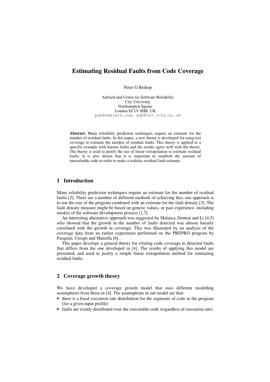 Estimating Residual Faults from Code Coverage