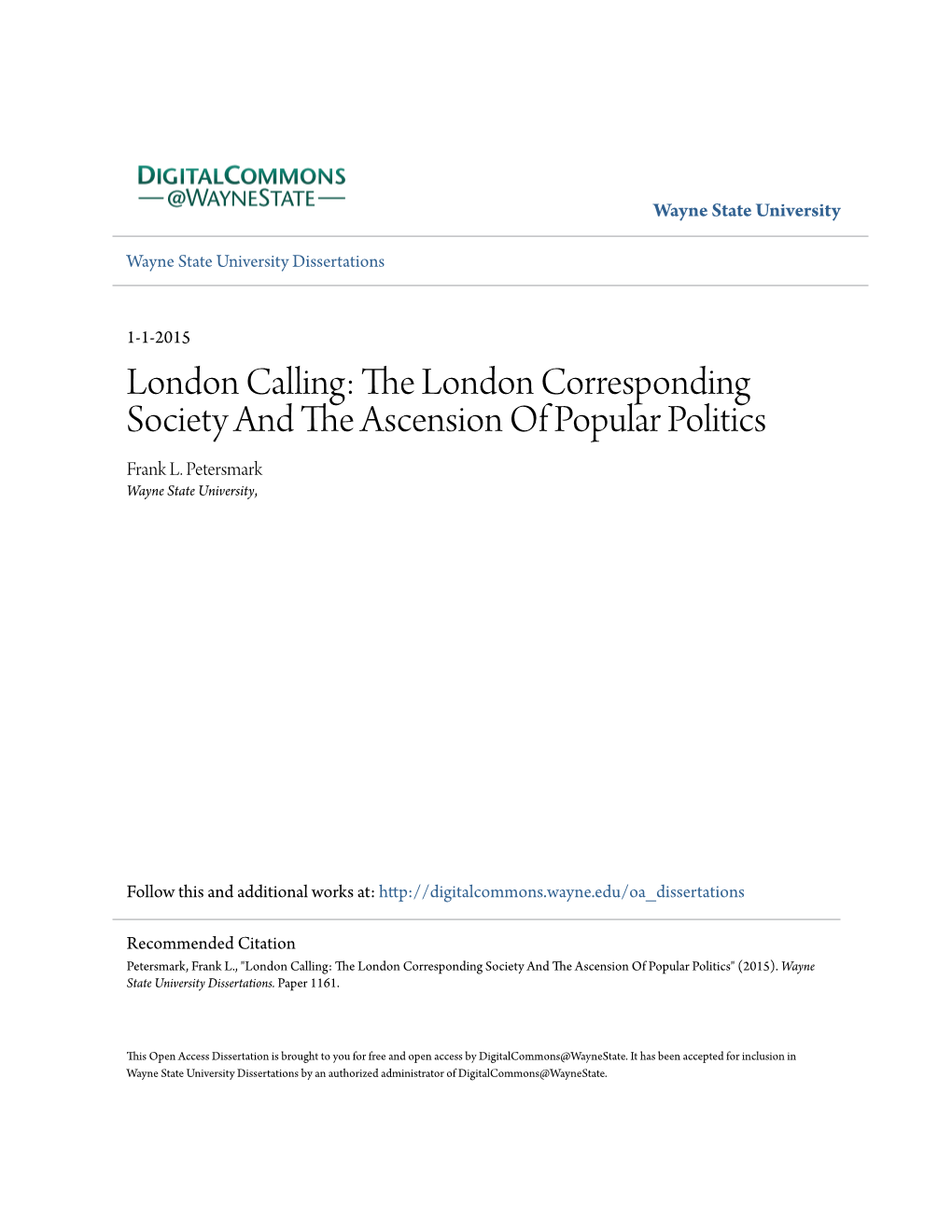 The London Corresponding Society and the Ascension of Popular Politics