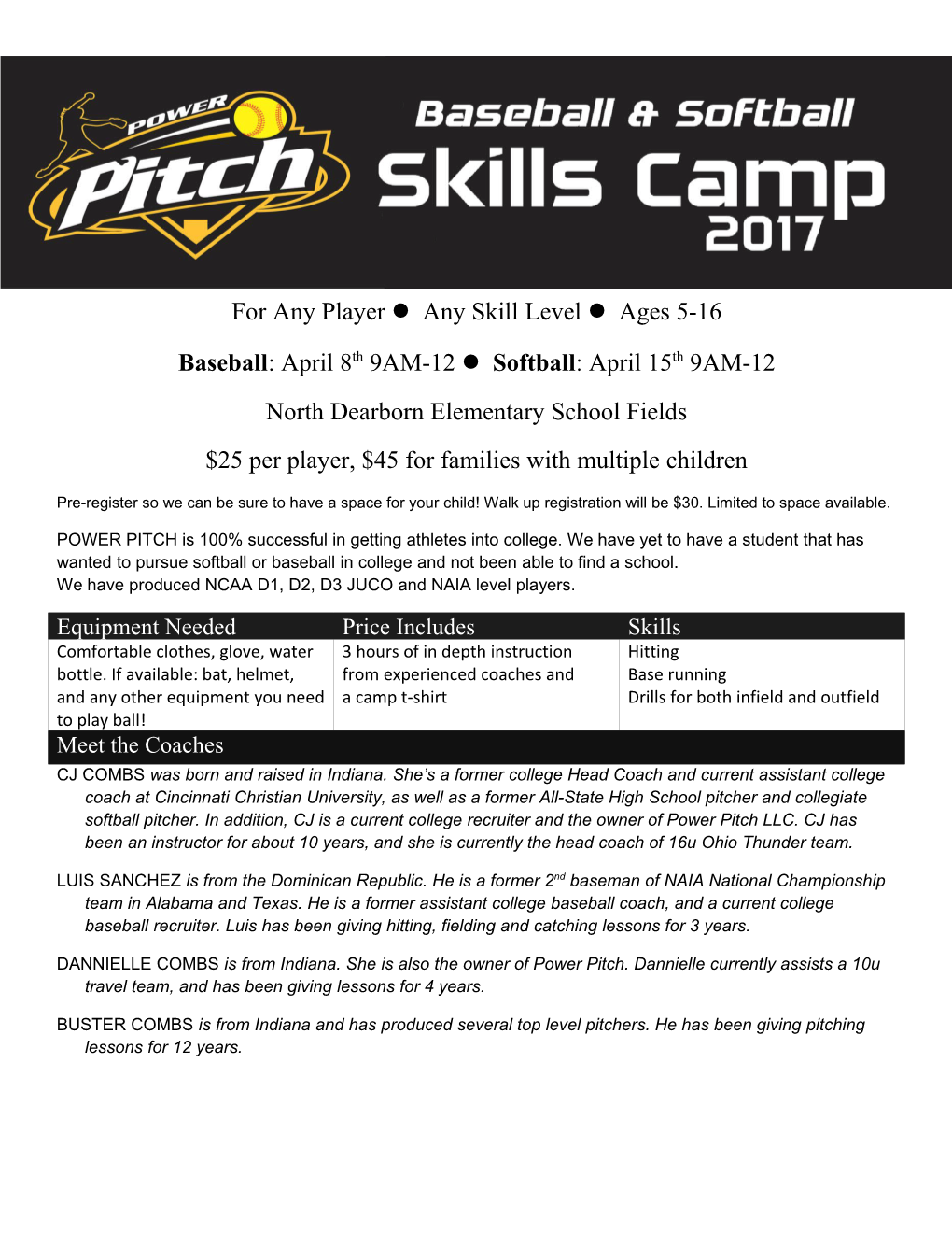 For Any Player Any Skill Level Ages 5-16