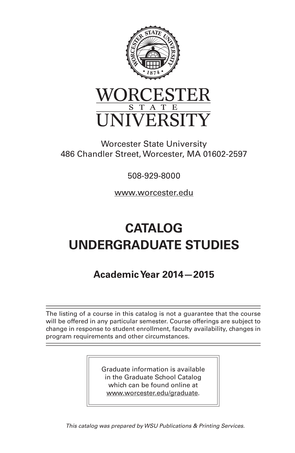 Catalog Undergraduate Studies
