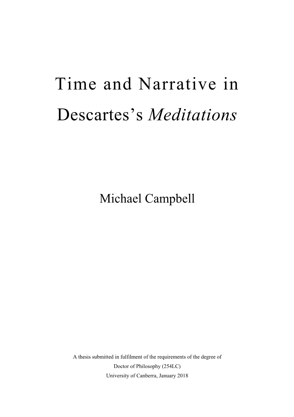 Time and Narrative in Descartes's Meditations