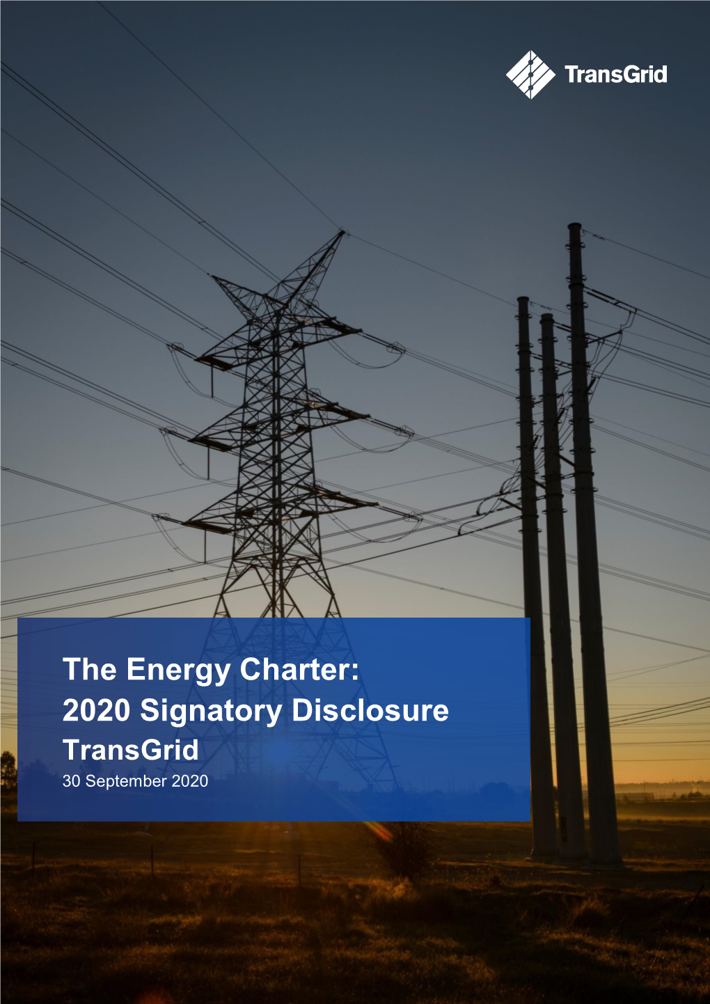 Transgrid 2020 Energy Charter Disclosure September 2020